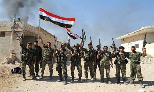 soldados sirios en Ghouta Oriental Ejército sirio decomisa camión con armas de fabricación estadounidense